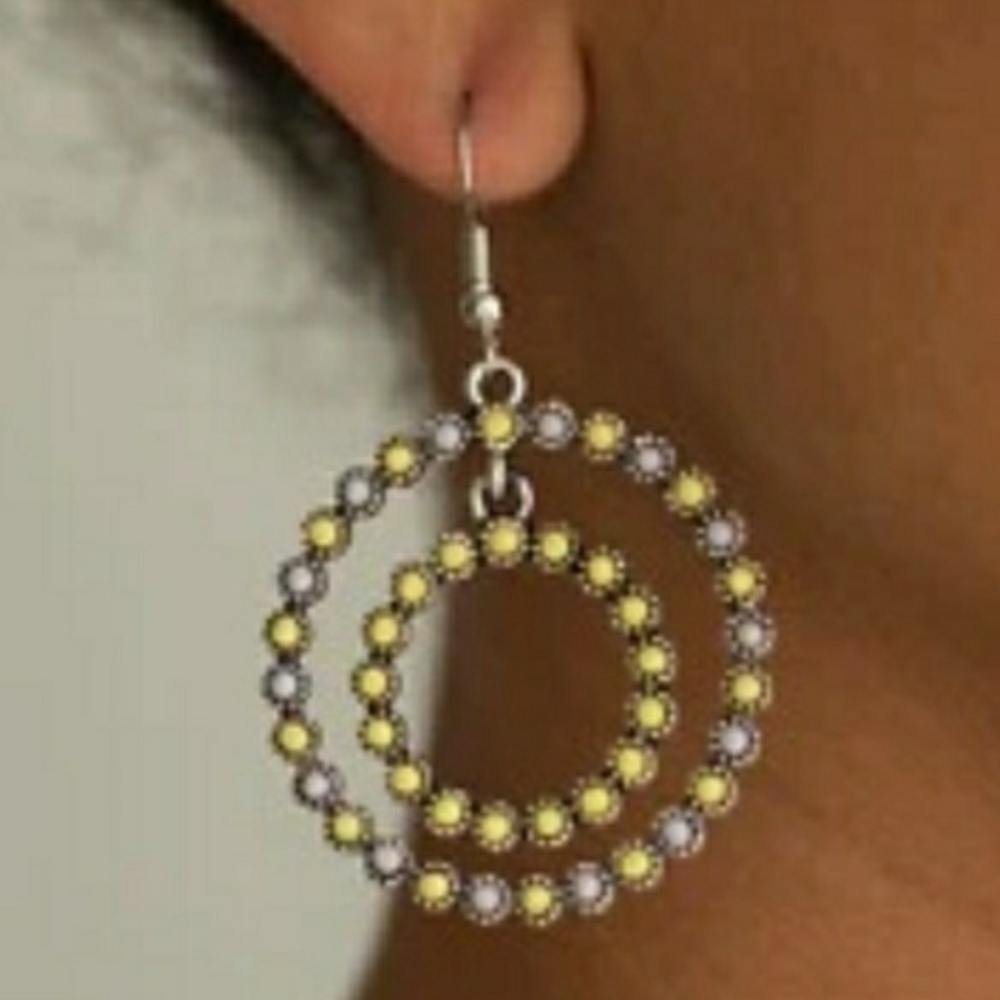 Elegant Silver and Yellow Hoop Earrings